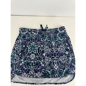 Outdoor Lifestyle Sz M Navy Blue Floral Athletic Skort with Zipper Pockets